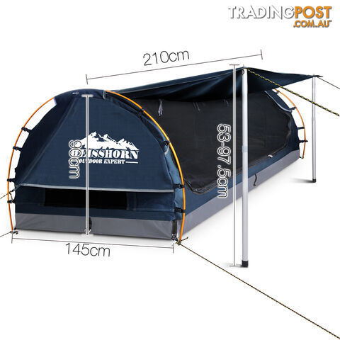 Free Standing Camping Canvas Swag Dome Tent 6cm Mattress Pillow Bag Double Navy