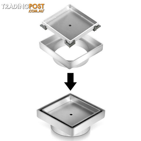 Square Stainless Steel Shower Grate Drain Floor Bathroom 95mm Depth - photo 3 of 5