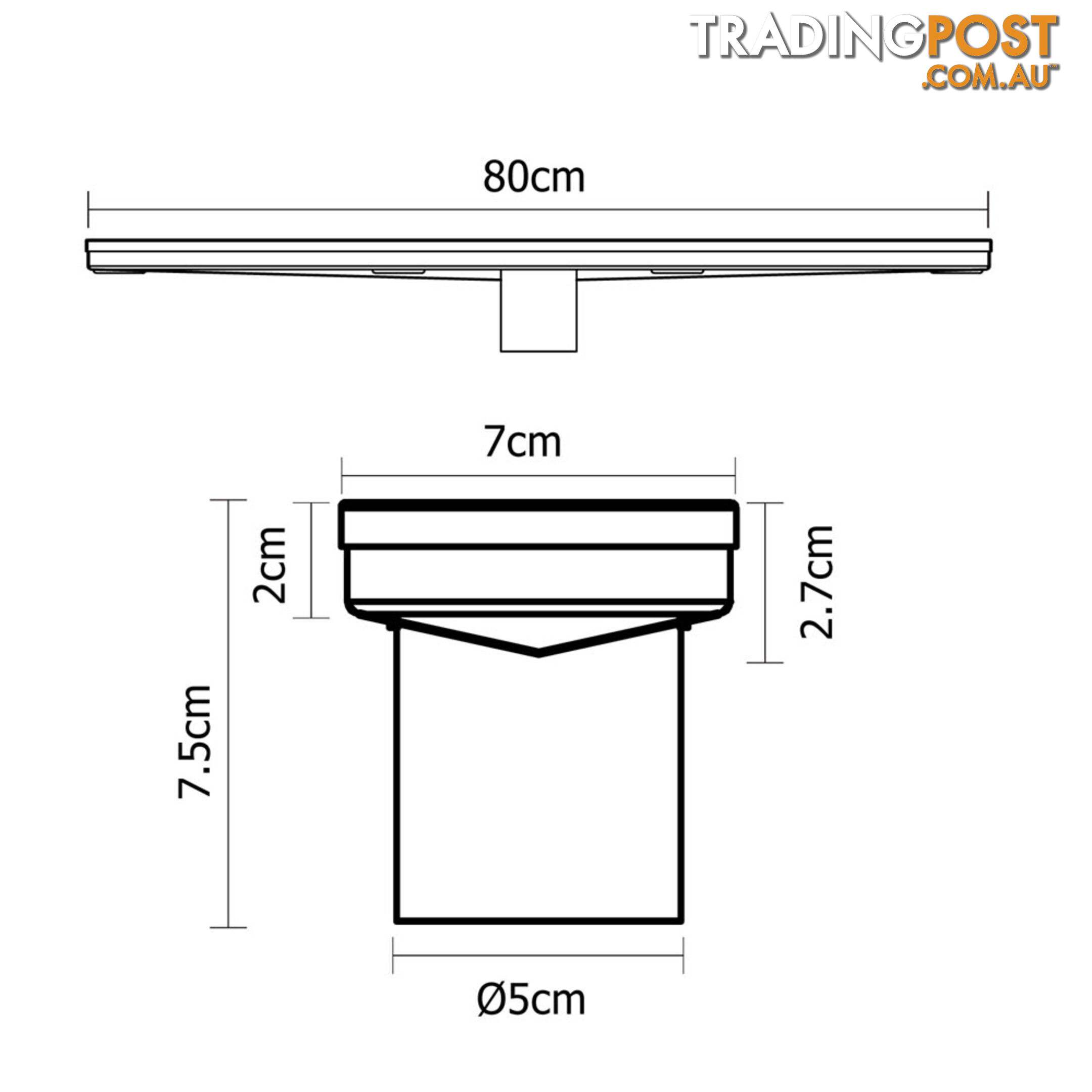 Square Stainless Steel Shower Grate Waste Linear Bathroom Drain Floor 800mm