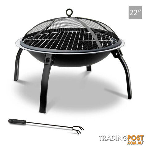22 Inch Outdoor Garden Camping Portable Foldable Fire Pit BBQ Fireplace