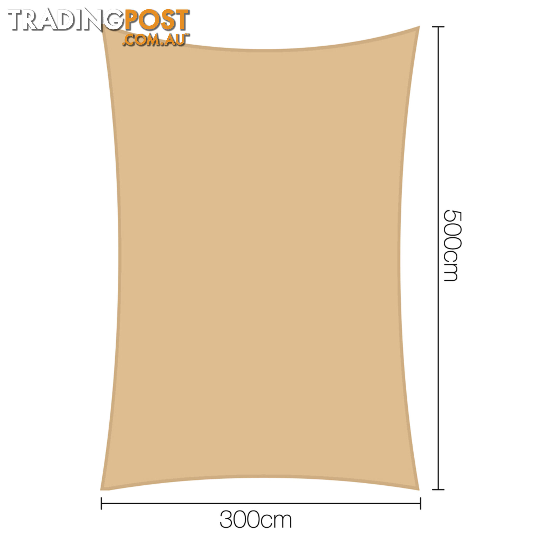 Rectangle Heavy Duty Shade Sail Cloth Sun Canopy Shadecloth 3 x 5m Sand 185g/m2