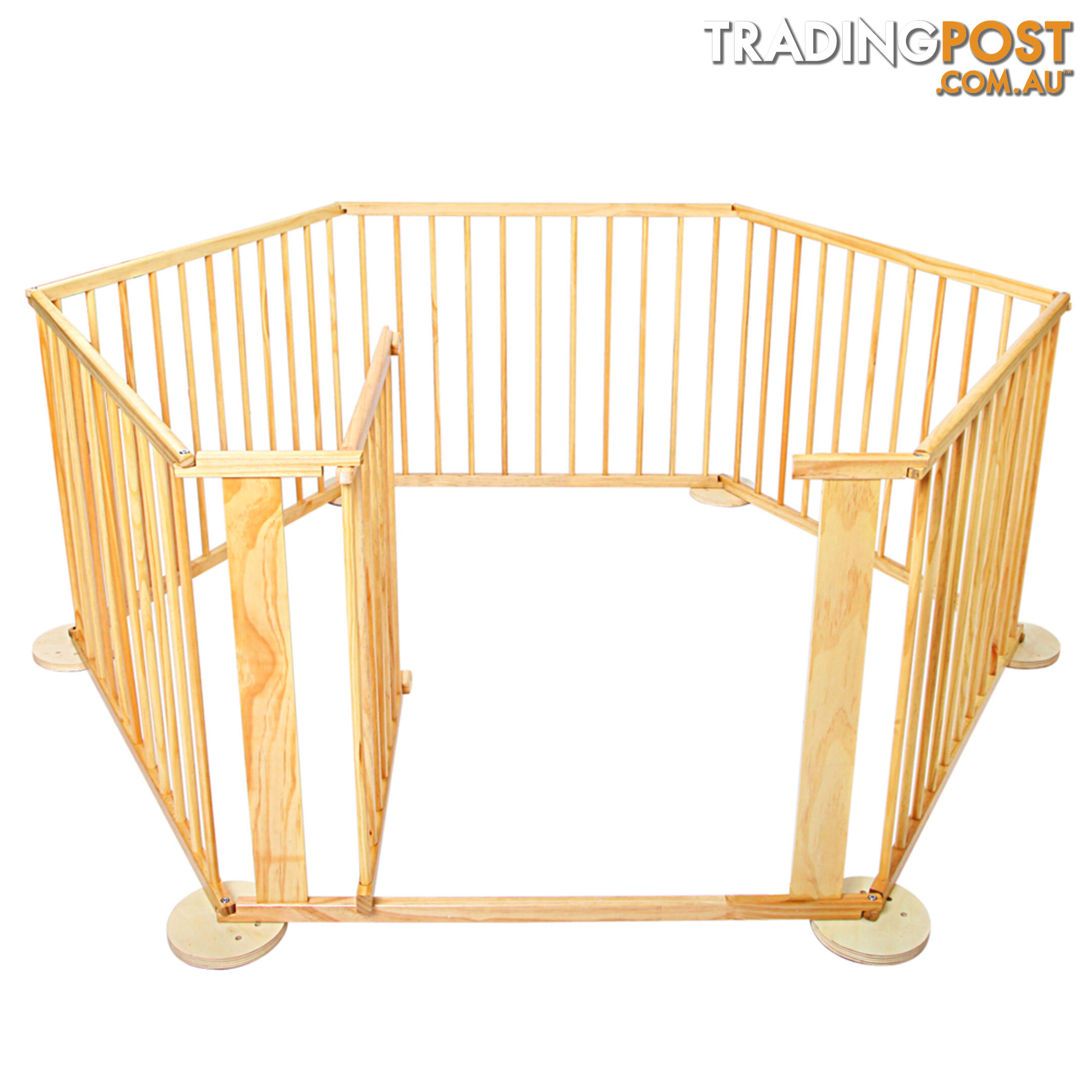 Baby Natural Wooden Playpen 6 Sides