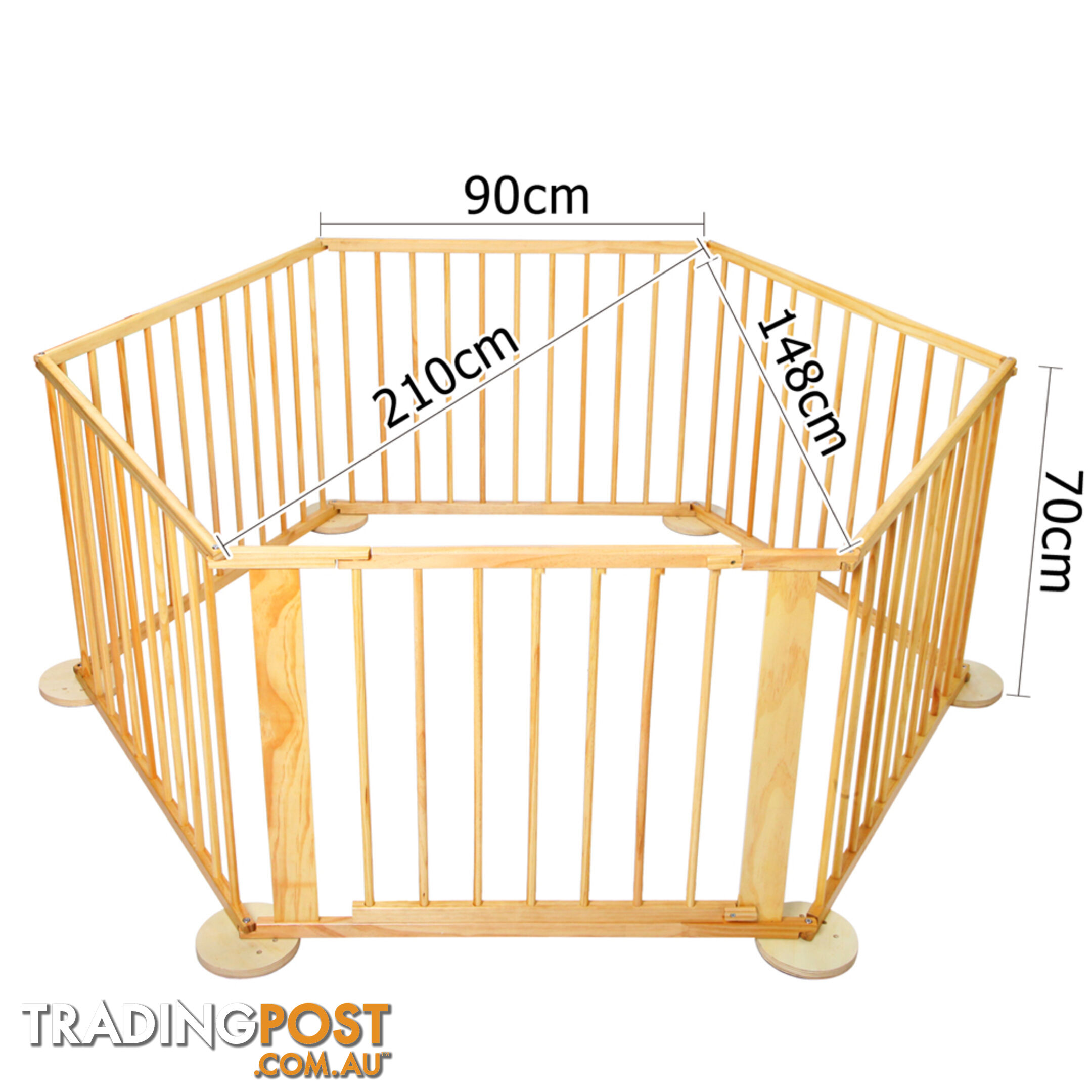 Baby Natural Wooden Playpen 6 Sides