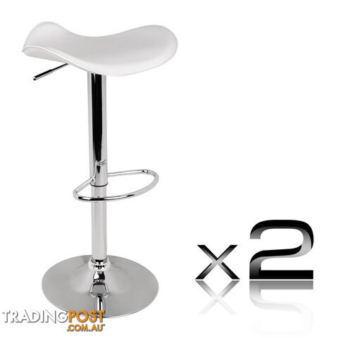 2 x Kitchen Bar Stool PVC Leather Modern Swivel Chair Barstools Gas Lift White