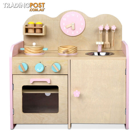 7 Piece Kids Wooden Pretend Kitchen Play Set Children Home Cooking Toy Cookware - photo 3 of 10