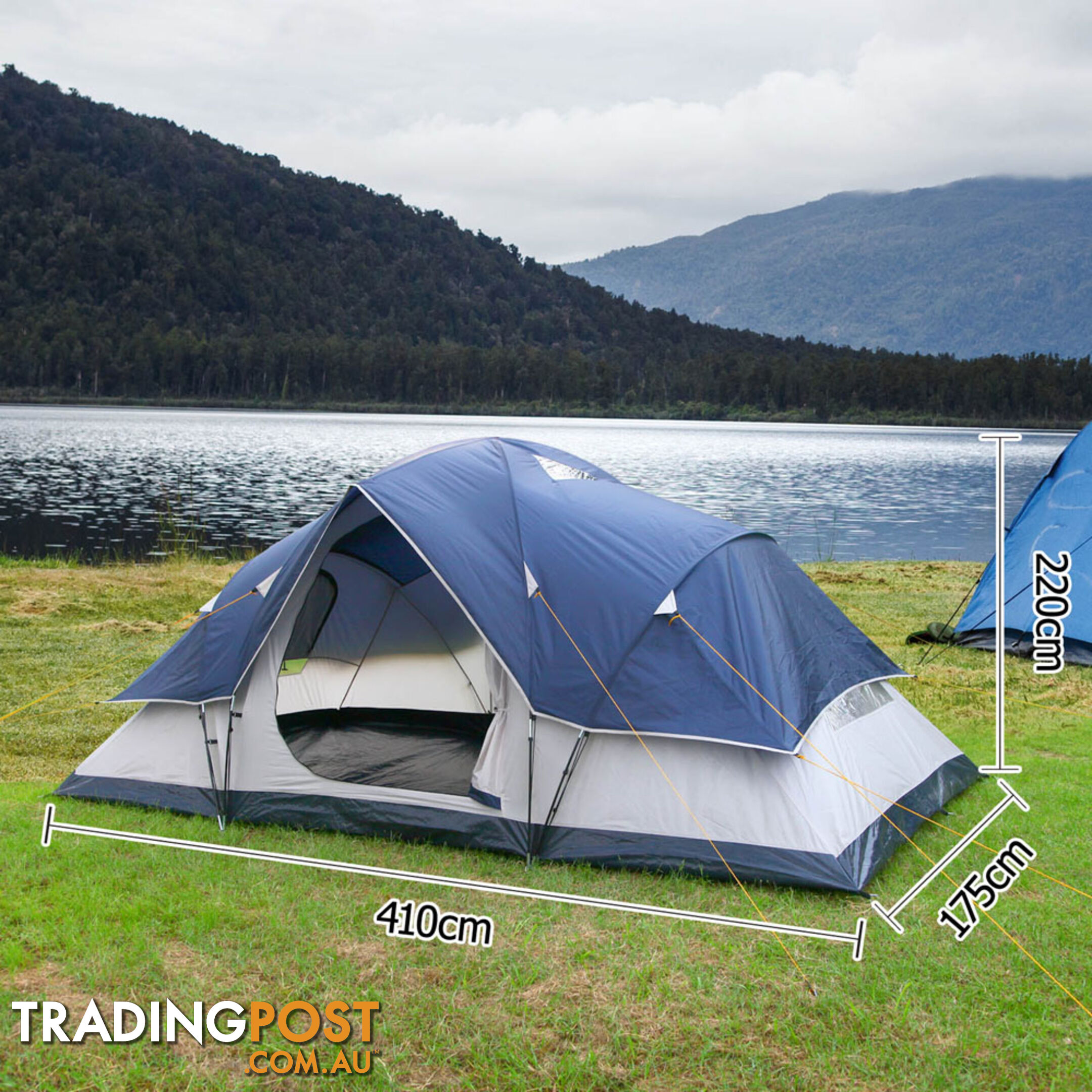 6 Person Family Camping Tent Navy Grey