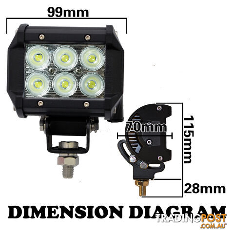 2x 4inch 30W Cree LED Light Bar Flood Work Driving Offroad Lamp Save On 42W