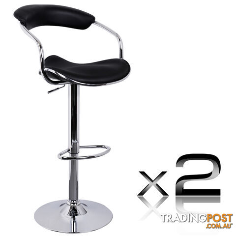 2 x PU Leather Gas Lift Bar Stool Kitchen Chair Black