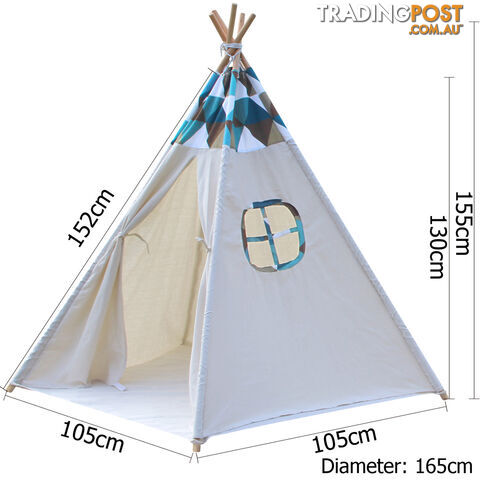 5 Poles Kids Play Tent Children Home Canvas Teepee Pretend Playhouse Outdoor Indoor Tipi