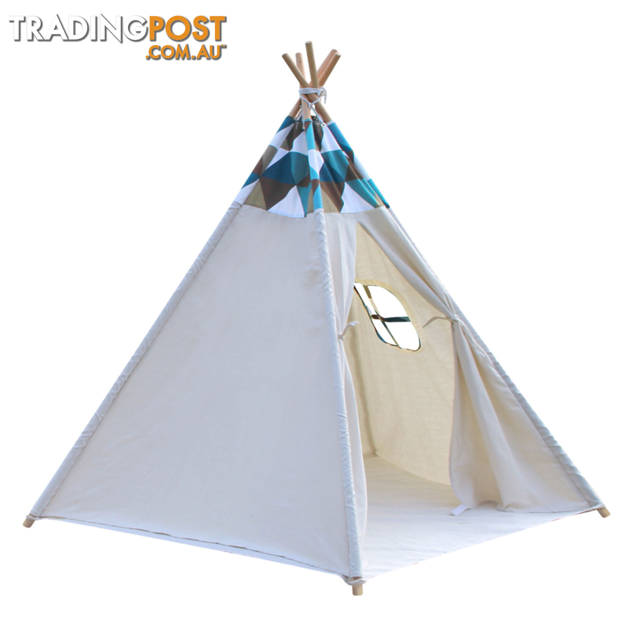 5 Poles Kids Play Tent Children Home Canvas Teepee Pretend Playhouse Outdoor Indoor Tipi