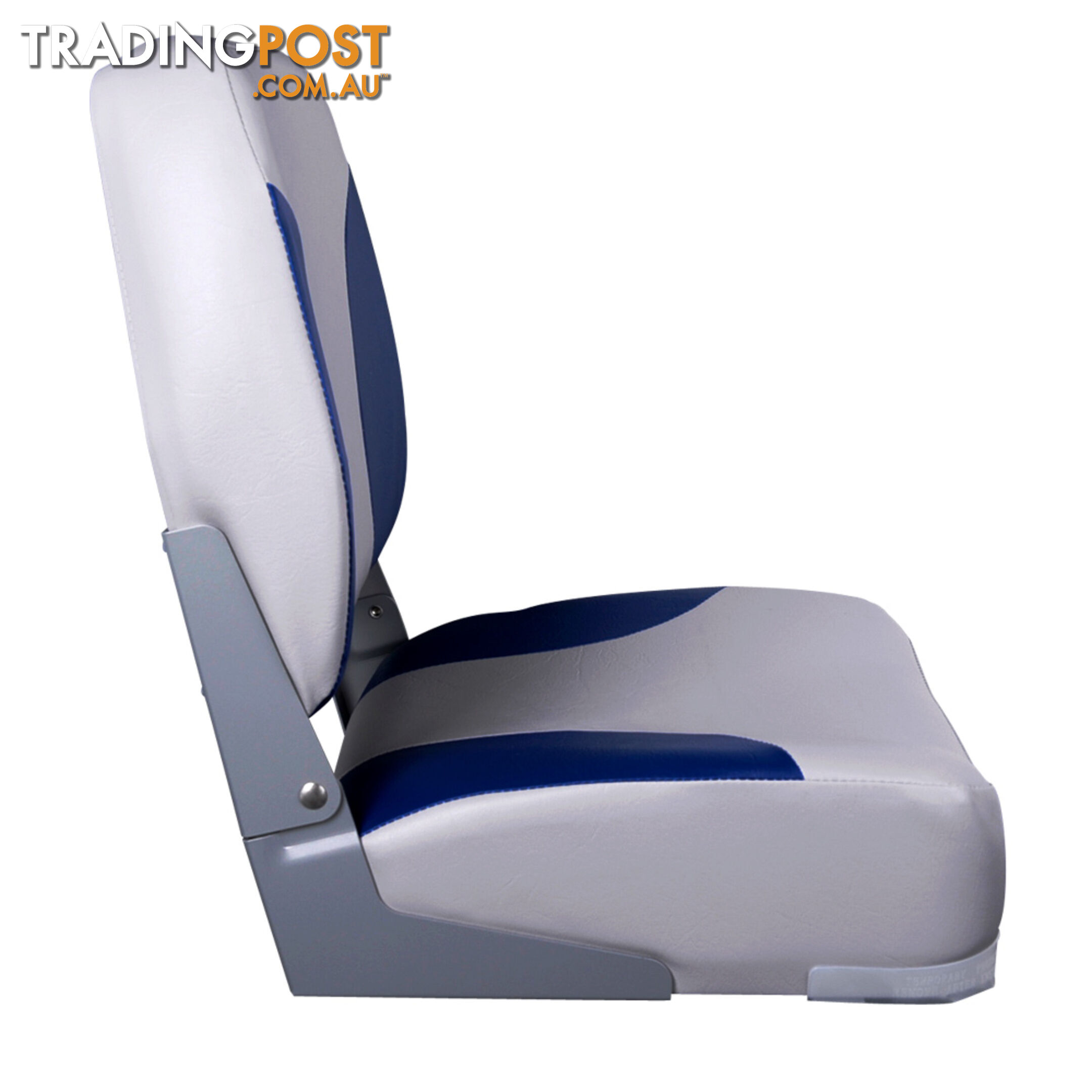 2 x Premium Folding Marine Boat Seat Swivel Grade Vinyl Grey Blue Extra Large