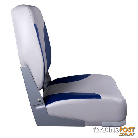 2 x Premium Folding Marine Boat Seat Swivel Grade Vinyl Grey Blue Extra Large