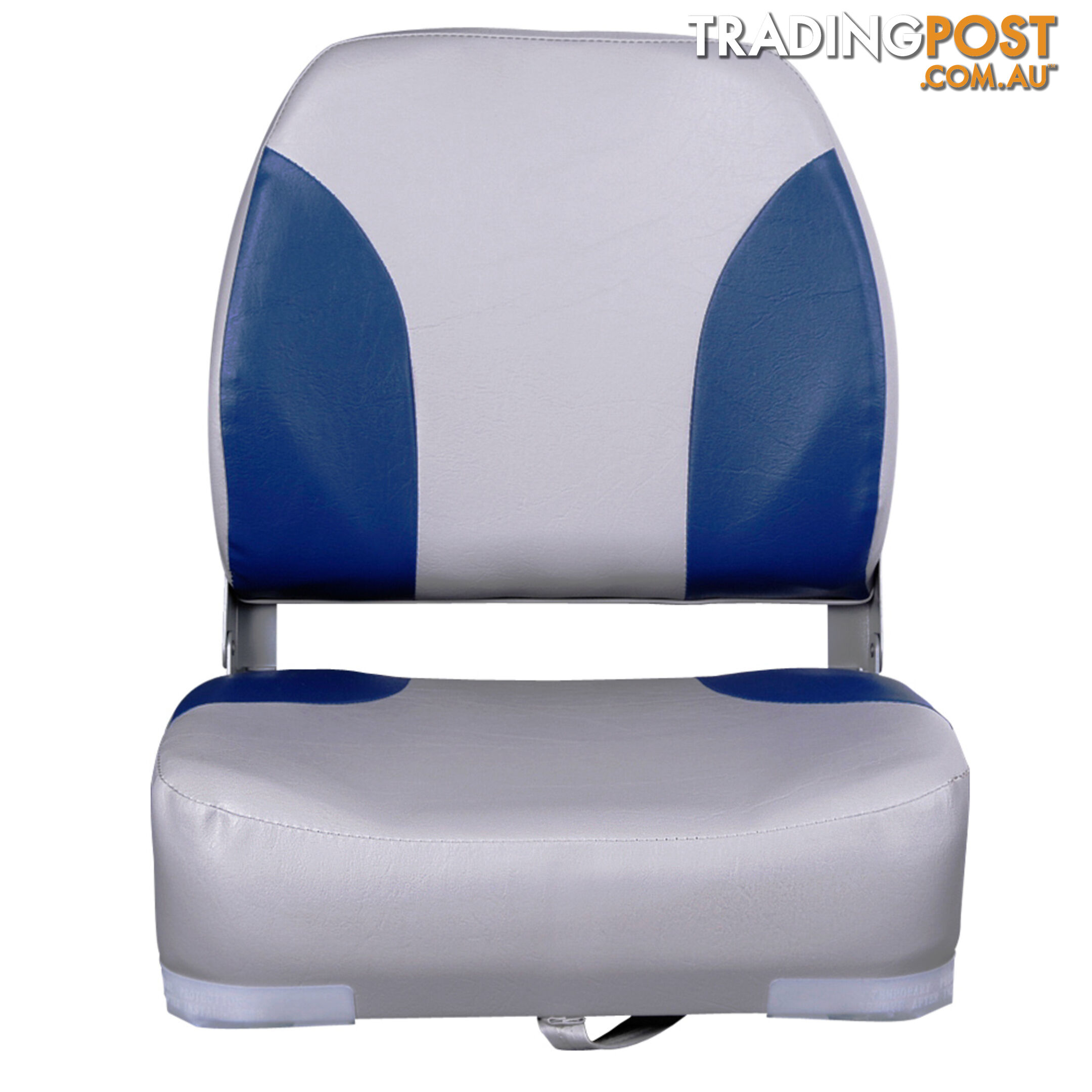 2 x Premium Folding Marine Boat Seat Swivel Grade Vinyl Grey Blue Extra Large