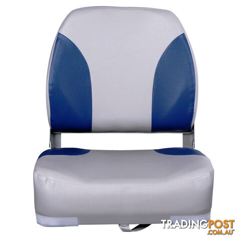 2 x Premium Folding Marine Boat Seat Swivel Grade Vinyl Grey Blue Extra Large