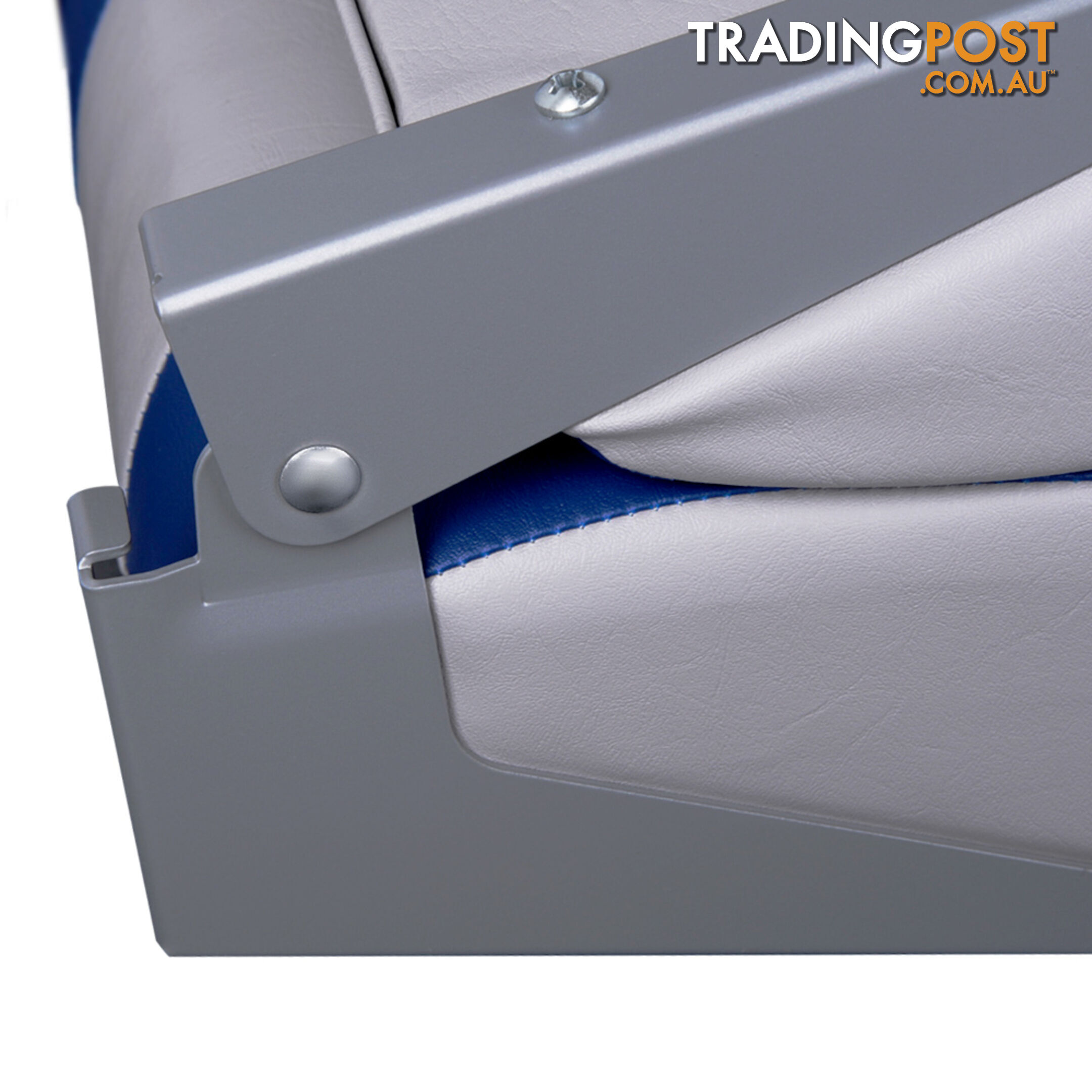 2 x Premium Folding Marine Boat Seat Swivel Grade Vinyl Grey Blue Extra Large