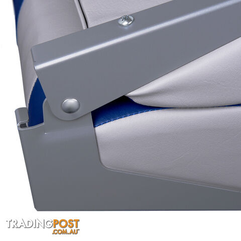 2 x Premium Folding Marine Boat Seat Swivel Grade Vinyl Grey Blue Extra Large