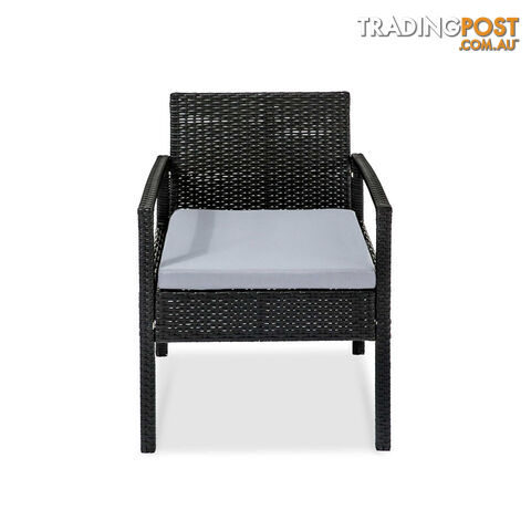 4Pcs PE Wicker Outdoor Furniture Set Garden Patio Lounge Chairs Table Black