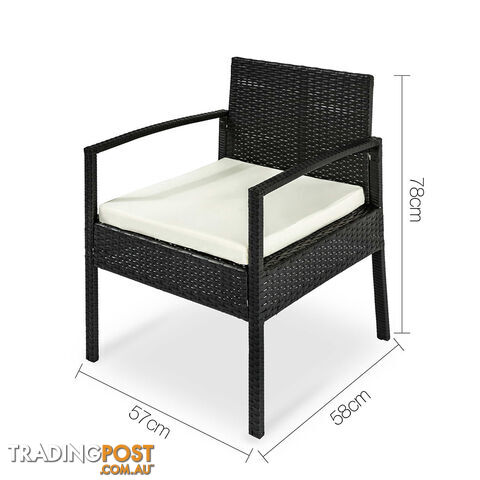 4Pcs PE Wicker Outdoor Furniture Set Garden Patio Lounge Chairs Table Black