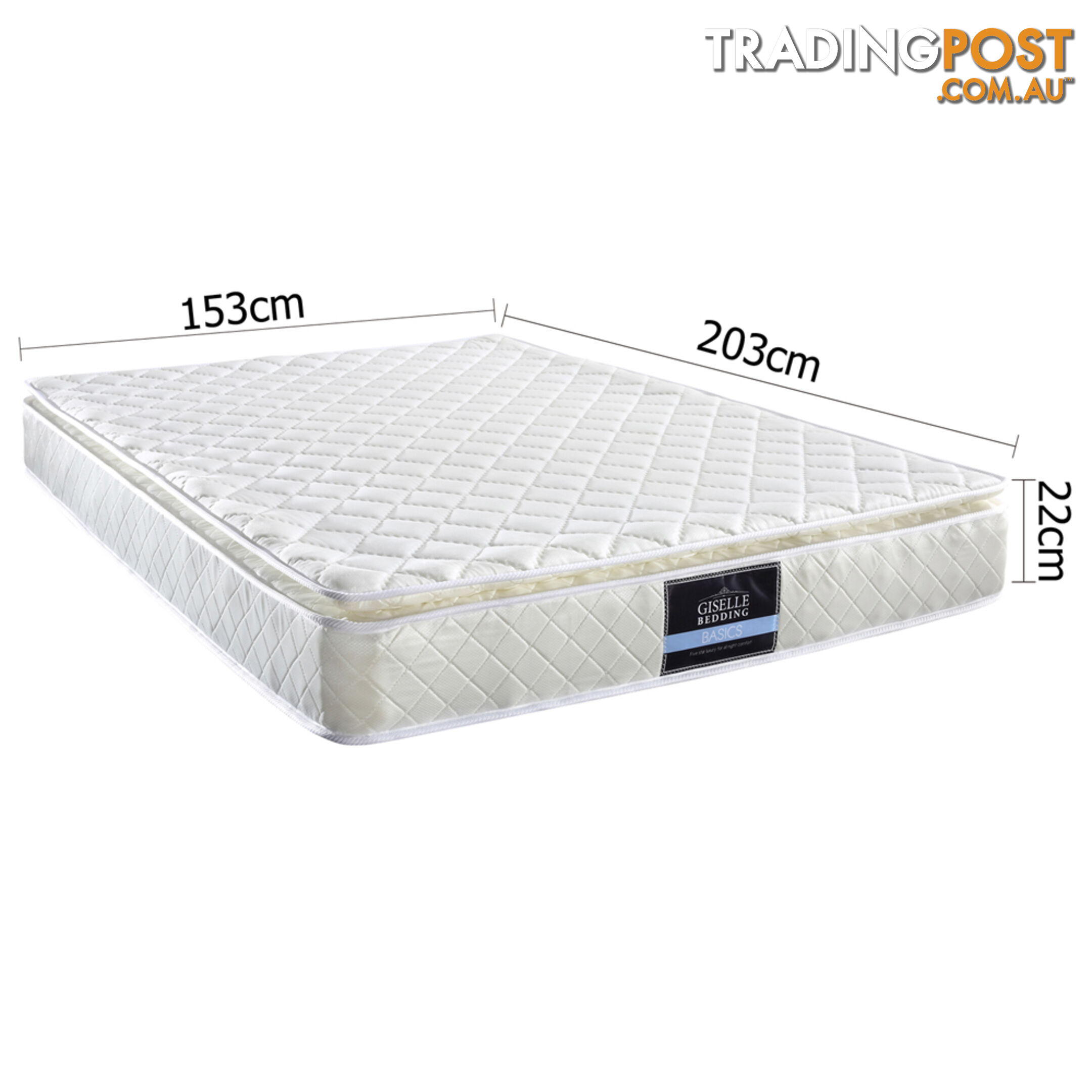 Premium Pillow Top Pocket Spring Mattress High Density Foam 22cm Queen Size