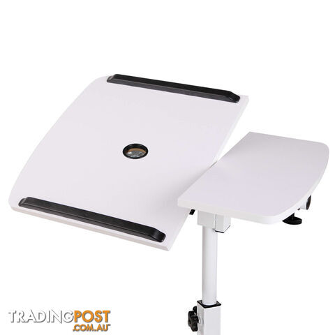 Rotating Mobile Laptop Adjustable Desk w/ USB Cooler White