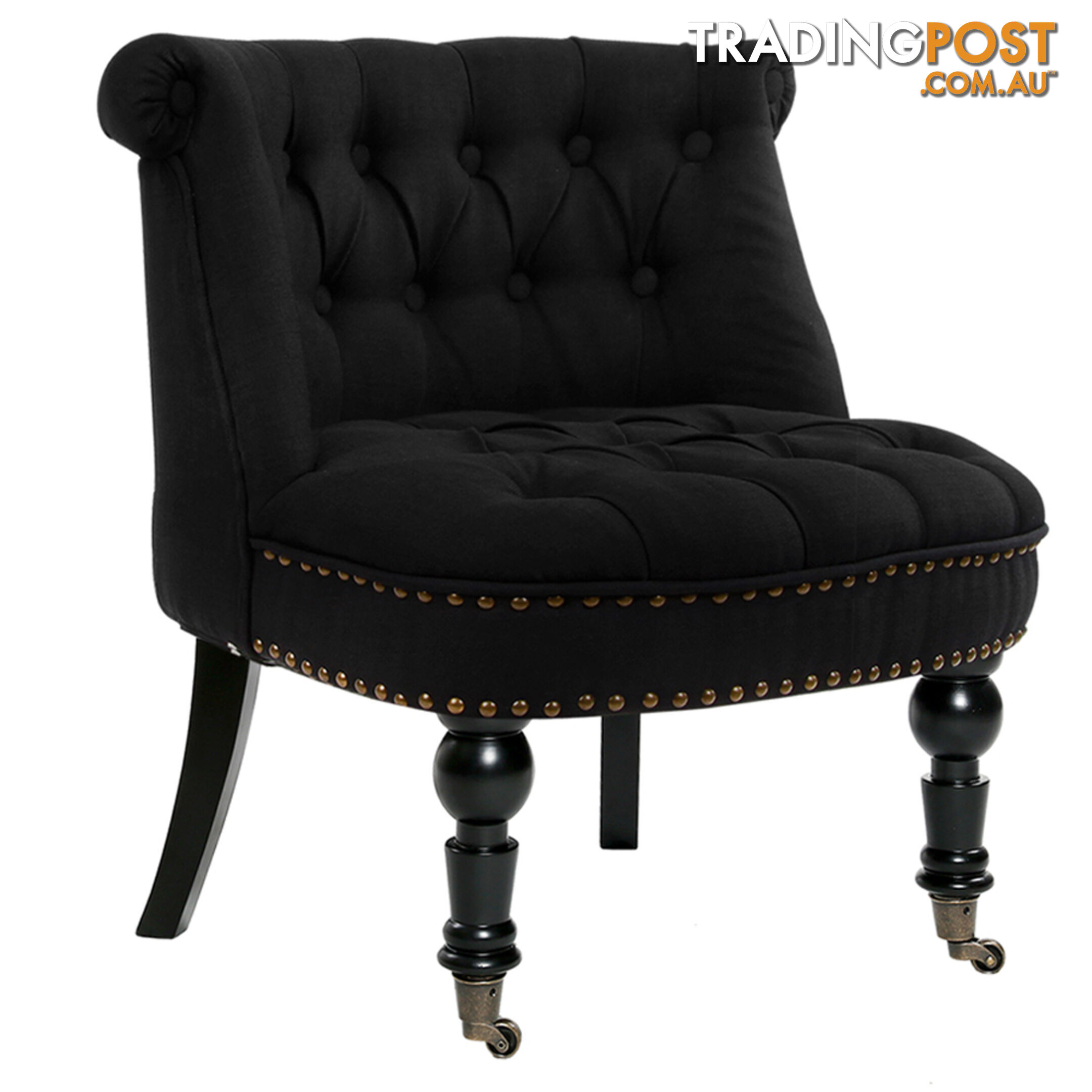 Lorraine Chair French Provincial Linen Fabric Sofa Pitch Black