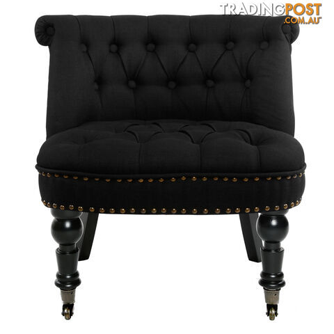 Lorraine Chair French Provincial Linen Fabric Sofa Pitch Black