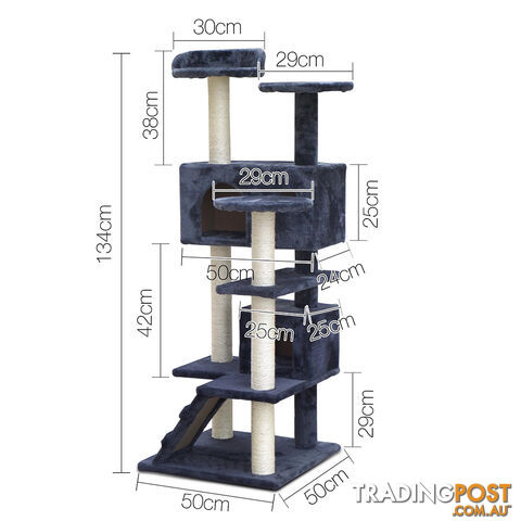 Cat Scratching Post  Tree House Condo 134cm Grey