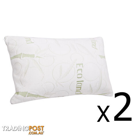 2 x Premium Memory Foam Pillow Eco-Friendly Bamboo Fabric Cover 70 x 40cm
