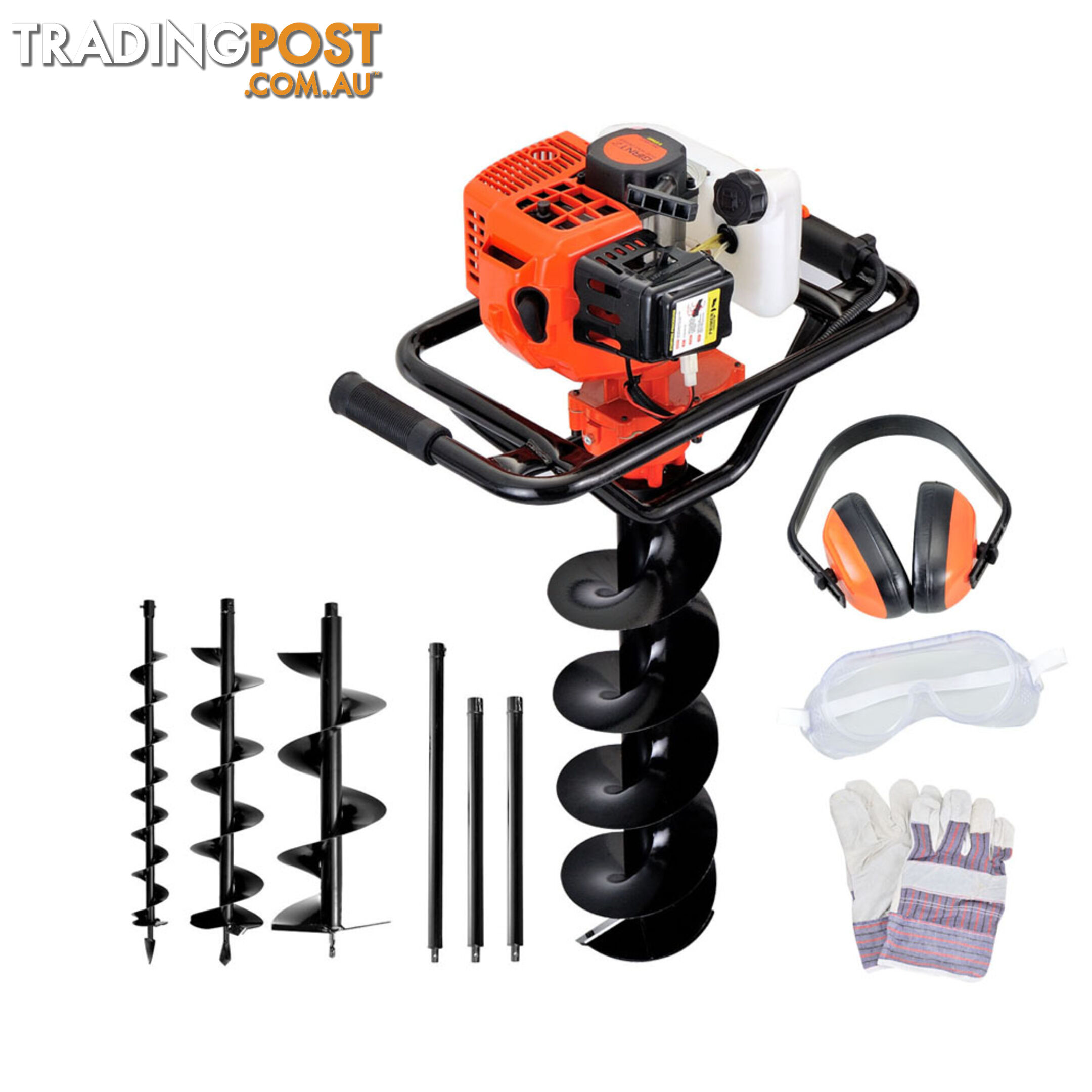 88cc Petrol Post Hole Digger Earth Auger Fence Borer Bit Drill Kit Set