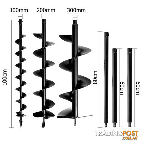 88cc Petrol Post Hole Digger Earth Auger Fence Borer Bit Drill Kit Set