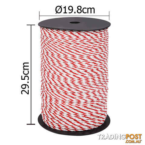 500m Poly Rope Roll Electric Fence Energiser Stainless Steel polyrope Insulator