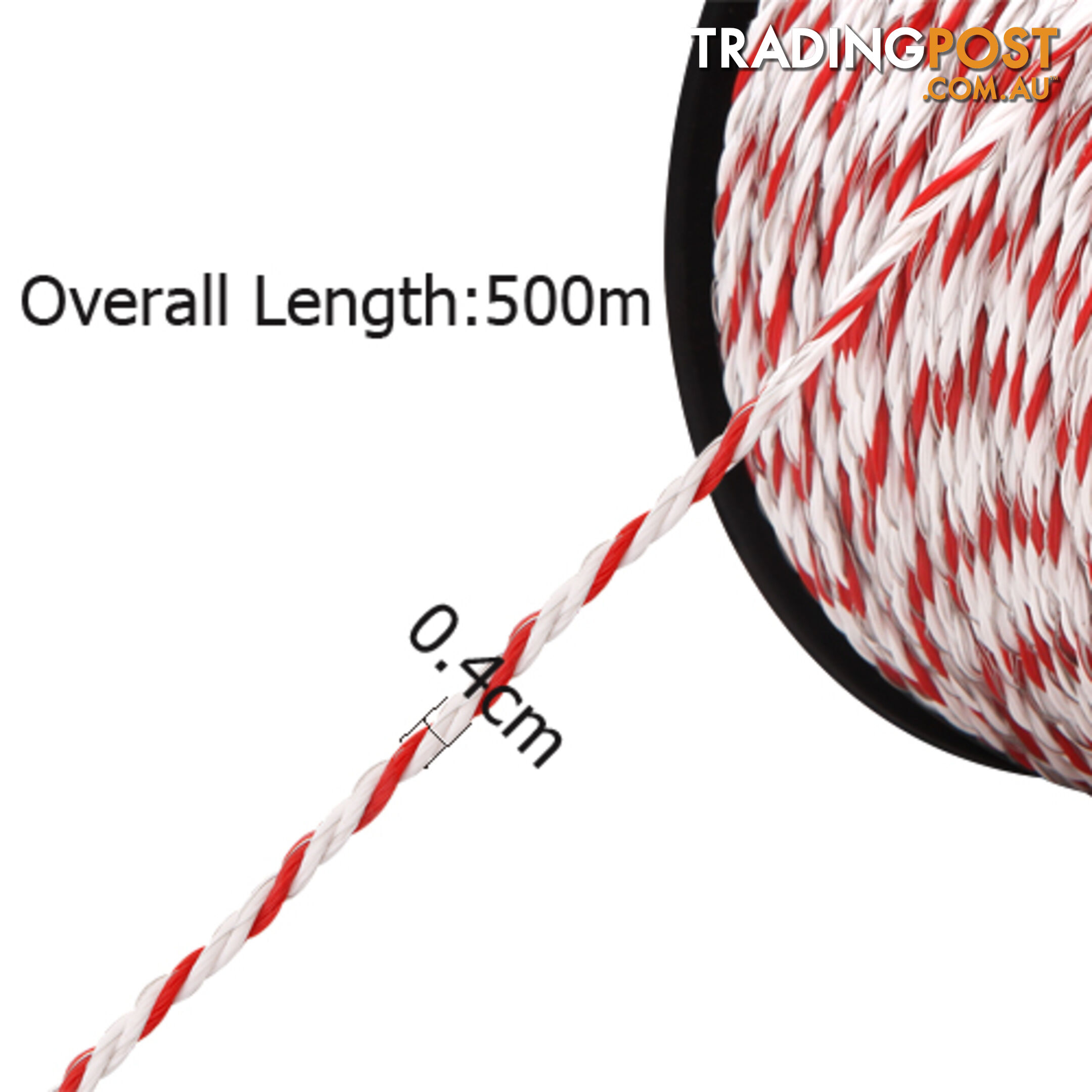 500m Poly Rope Roll Electric Fence Energiser Stainless Steel polyrope Insulator