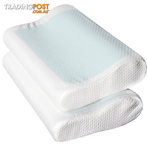 2 x Premium Cool Gel Top Memory Foam Pillow Contour Shape High Density