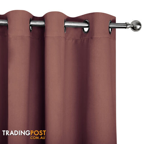 ArtQueen 3 Pass Eyelet Blockout Curtain Brown 300cm