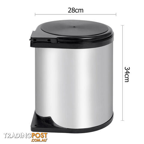 Swing Out Bin Kitchen Pull Out Garbage Waste Rubbish Trash Stainless Steel 14L