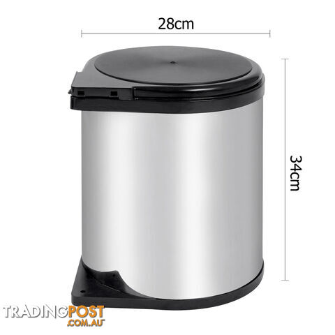 Swing Out Bin Kitchen Pull Out Garbage Waste Rubbish Trash Stainless Steel 14L