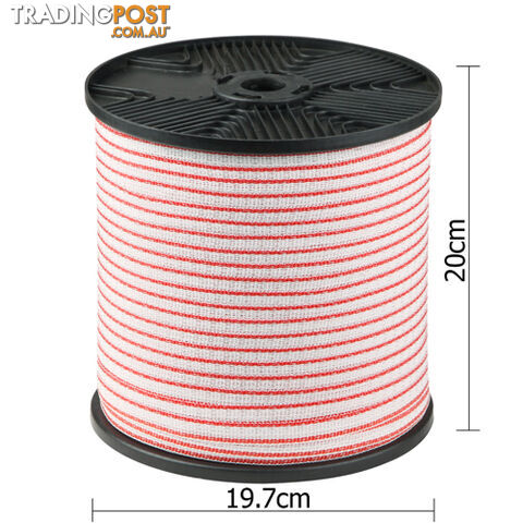 400m Poly Tape Electric Farm Fence Energiser Stainless Steel Polytape Insulator