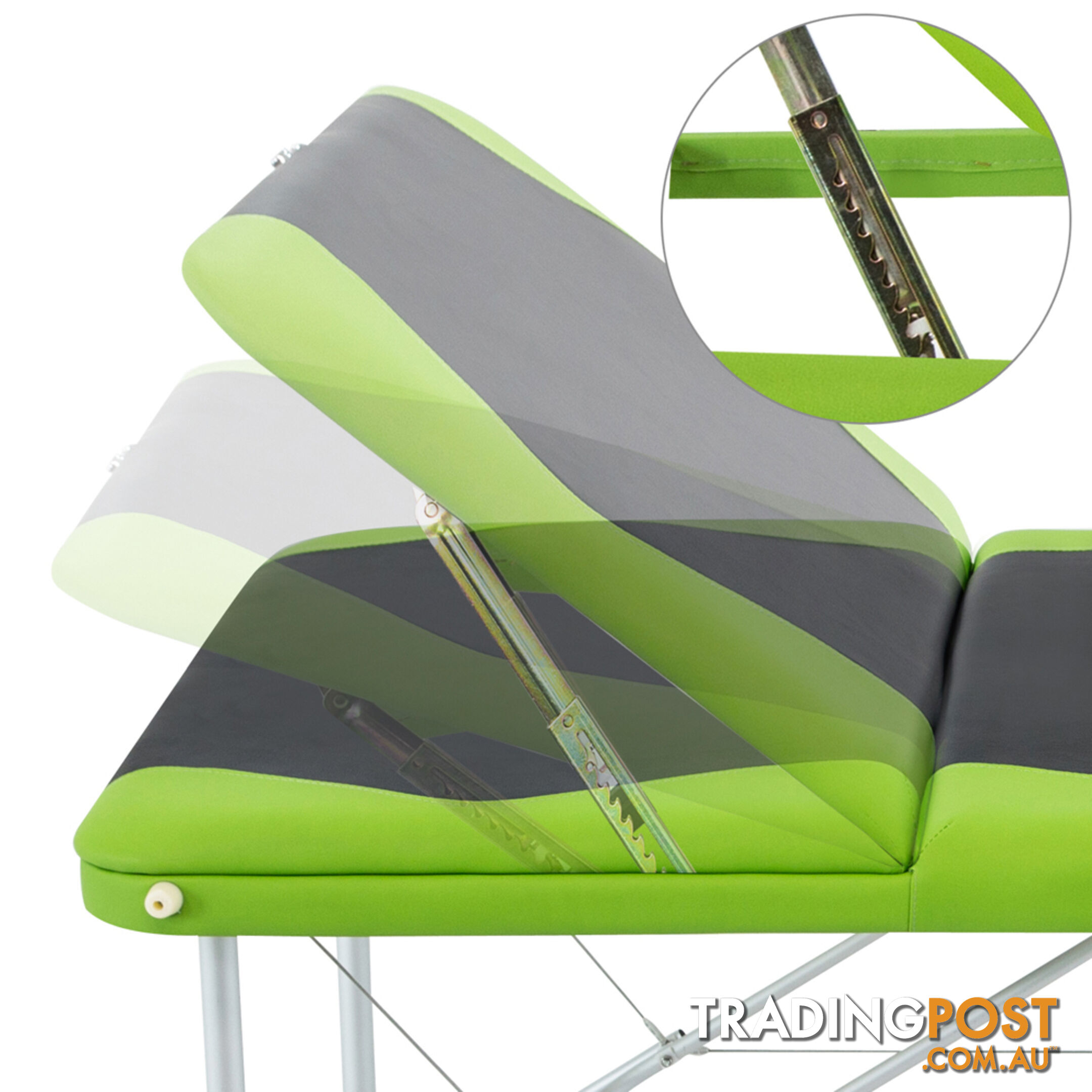 Aluminium Massage Table 3 Fold Green Black