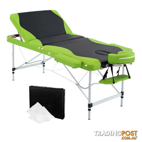 Aluminium Massage Table 3 Fold Green Black
