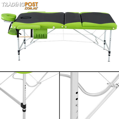 Aluminium Massage Table 3 Fold Green Black