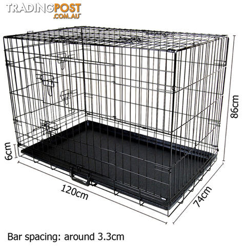 48&#34; Foldable Dog Cage Portable Crate Metal Fold Up Pet Cat Puppy House Kennel