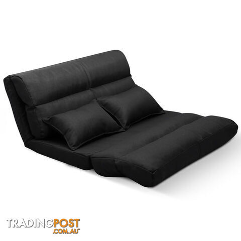 Double Size Adjustable Lounge Sofa - 5 positions Black