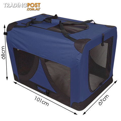 XL Pet Soft Cage Puppy Dog Cat Collapsible Crate Carrier Foldable Kennel Blue