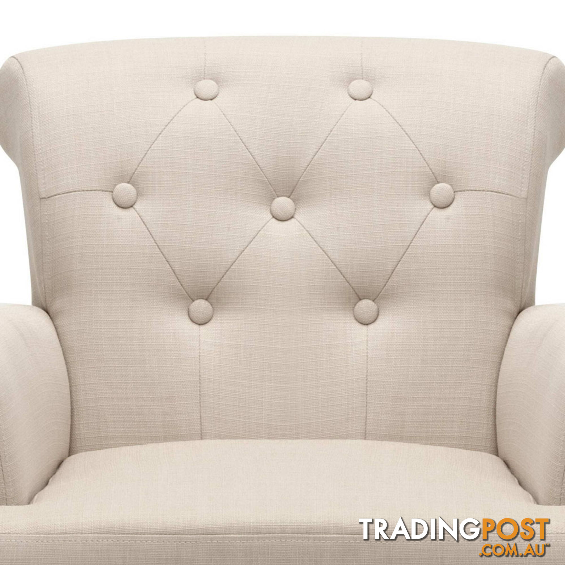 Wing Armchair French Provincial Linen Fabric Taupe