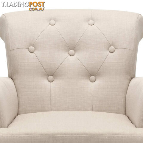 Wing Armchair French Provincial Linen Fabric Taupe