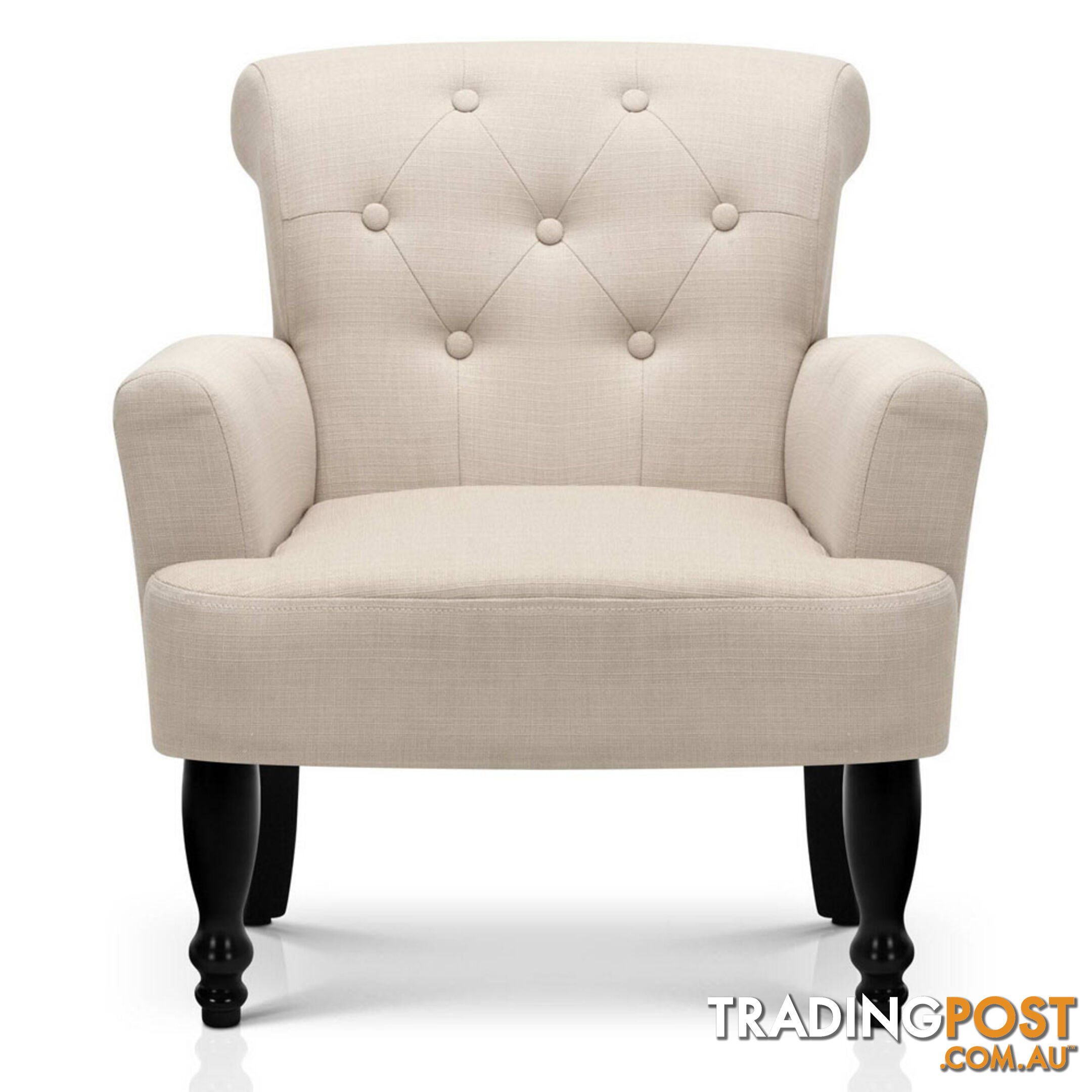 Wing Armchair French Provincial Linen Fabric Taupe