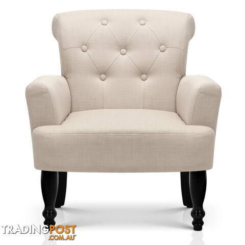 Wing Armchair French Provincial Linen Fabric Taupe