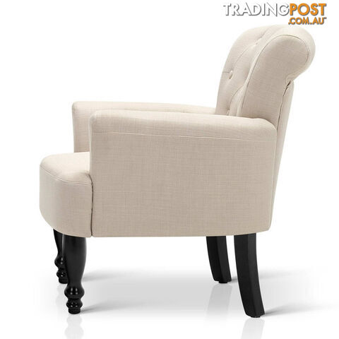 Wing Armchair French Provincial Linen Fabric Taupe