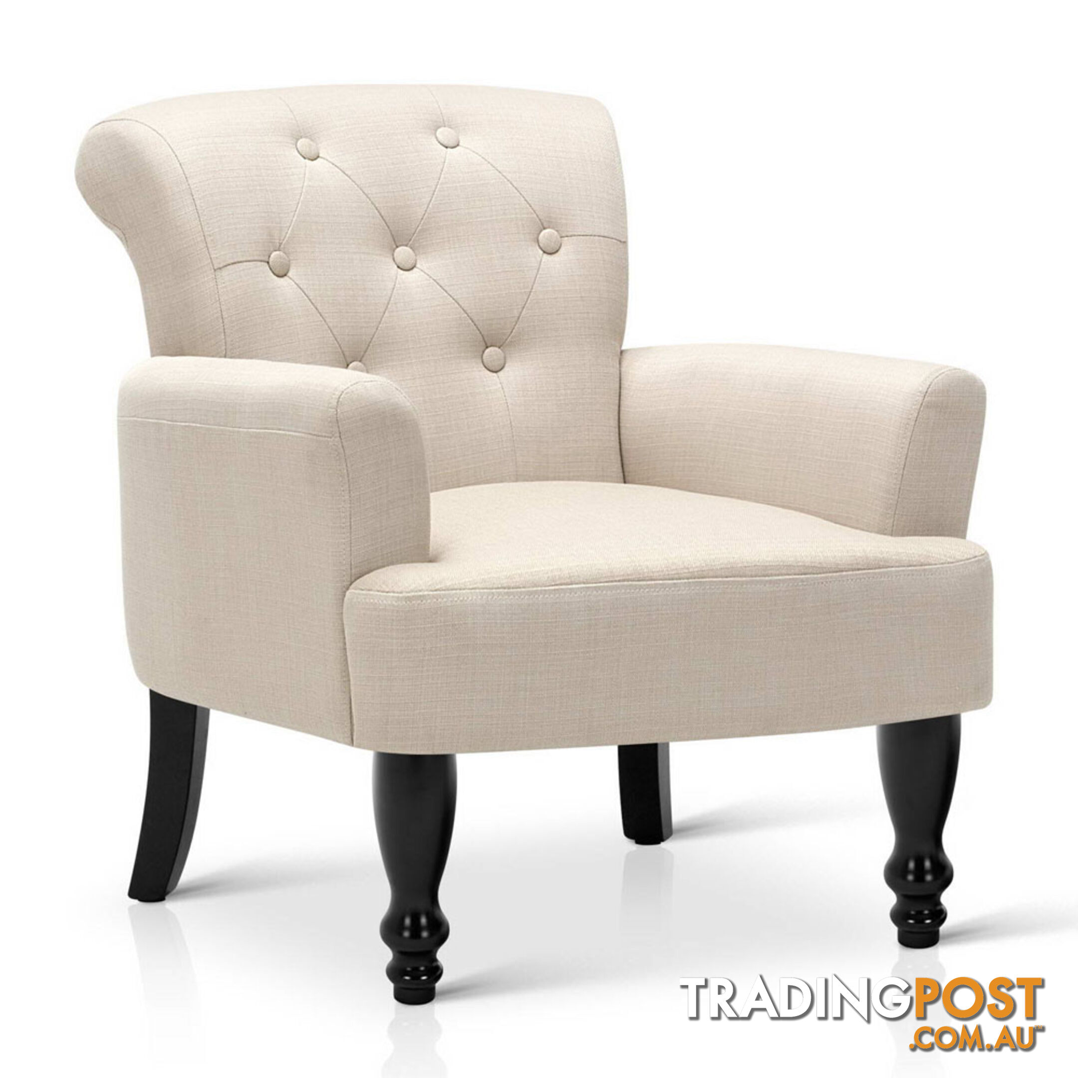 Wing Armchair French Provincial Linen Fabric Taupe