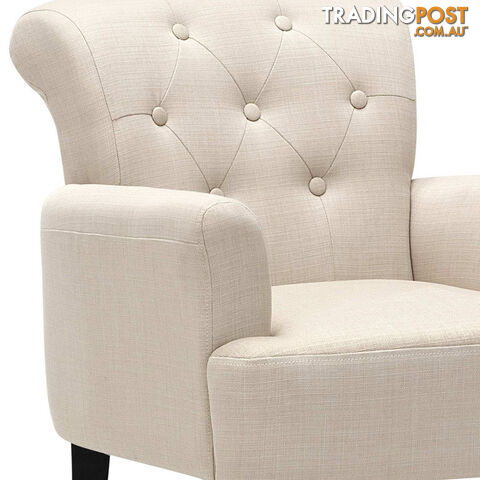 Wing Armchair French Provincial Linen Fabric Taupe